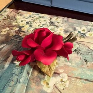 Vintage Porcelain Red Rose by E & R